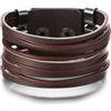 COOLSTEELANDBEYOND Largo Cuoio Braccialetto Marrone, Uomo Donna Multi-Fila Pelle Avvolgere Bracciali con Snap Pulsante, Minimalista