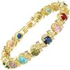 Rizilia Gioielli Taglio Rotondo Multicolore Pietre preziose fine CZ 18K Oro Giallo Placcato [18cm / 7inch] Braccialetto da Tennis Semplice Semplice Regolazione Pizzo Elegante [Sacchetto Gioielli Liberi]