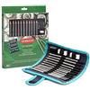 Derwent Academy Set per Schizzi di 16 Pezzi, 12 x Matite da 5h a 6b , 1 x Temperino, 2 x Gomme per Cancellare, 1 x Astuccio Arrotolabile