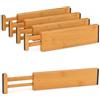 Relaxdays Divisori per cassetti, Set 4 pz, a Molla 43,5-56,5 cm, bambù, Naturale