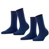 FALKE Happy Double Pack W So cotone tinta unita confezione di 2 paia, Calzini Donna, Nero Black 3000, 35-38