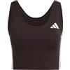 adidas Donna Train Essentials 3-Stripes Cropped Tank Top Shirt, Aurora Coffee/White, S