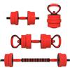 SPORTNOW Set Pesi da Palestra 4 in 1 da 20kg Totali in Plastica e Sabbia, Set Manubri Regolabili Utilizzabile come Kettlebell, 2 Manubri, Bilanciere e Supporto per Flessioni, Rosso