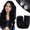 RUNATURE Extension Microring Capelli Veri Nero 35cm 50 Ciocche 50g #1