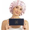Ferò Cuffia Seta Capelli Notte, 100% Gelso di Lusso, 22 Momme Grado 6A, Regolabile e Traspirante, Silk Bonnet Protezione per Capelli Ricci e Lisci, Ipoallergenica, con Confezione Regalo, Rosa