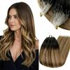 RUNATURE Extension Microring Capelli Veri Nero Balayage Marrone Ombre Bionda 30 cm 50 Ciocche 40g Invisibile Extension #1B/6/27