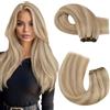 Moresoo Extension Capelli Veri Tessitura Remy Umani Matassa Capelli Veri Tessitura Biondo Dorato con Biondo Medio 40 cm/16 Pollice 100g #P16/22