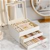 OrderlyGo Grande Scatola Portagioie Donna 3 Livelli - Organizer Gioielli Elegante con 24 Scomparti - Custodia per Anelli, Collane e Bracciali con Coperchio Trasparente - Regalo Perfetto per Donna (Bianco)