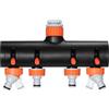 Clevich Sdoppiatore Tubo Giardino, Distributore di Irrigatori a 4 Vie, Splitter per Rubinetto a 4 Vie con Interruttore di Controllo Portata d'acqua Regolabile Per Irrigazione Giardino, lavatrice