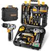 DEKO Cassetta Attrezzi Completa con Trapano Avvitatore Batteria 8V, 126 Pezzi Valigetta con Set Completo di Punte
