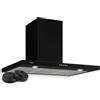 Klarstein Limelight Cappa da Cucina - Cappa Aspirante a Parete con 3 Velocità, Cappa a Muro, 600 m³/h, Schermo Digitale, Luce LED per Piano Cottura, 64 dB, Larghezza 90 cm, Nero