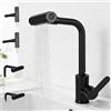 RUCUDIM Waterfall - Rubinetto da cucina con 4 tipi di getto, girevole a 360°, miscelatore monocomando, in acciaio inox, cromato lucido