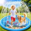Tismels Tappetino Gioco d'Acqua, 170CM Splash Pad per Bambini Cani, Antiscivolo Tappetino Gioco Acqua, Tappetino Spruzzi d'Acqua per Giardino Estate Outdoor