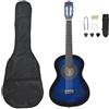 vidaXL Set di chitarra classica per principianti, 8 pezzi, blu 1/2 34
