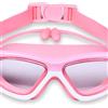 Rcniso Occhialini da Nuoto per Bambini Occhialini da Nuoto Impermeabili Antiappannamento per Ragazzi e Ragazze, da con Tappo per Le Orecchie per Piscina, da per Bambini (Arancione Rosa)