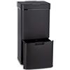 KLARSTEIN Royal Trash - Cestino dei Rifiuti a Sensore, Volume: 72 L in 4 Contenitori, Secco&Riciclaggio: 43 & 2 x 12,5 L, Secchio Umido con Coperchio: 4 L, Apertura/Chiusura Automatiche, Nero