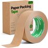 FIXCHORD Nastro per imballaggi in carta 48mm x 50m | Ecologico e Riciclabile | Scrivibile e Impermeabile | Nastro di Carta per Imballaggio per pacchi e scatole, traslochi | 1 Rotolo