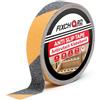 FIXCHORD Nastro di sicurezza antiscivolo, 5m*25mm nastro ad alta aderenza per interni ed esterni, strisce antiscivolo per scale e rampe, impermeabile ad alta trazione, grana 80, giallo e nero