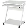 HOMCOM Tavolo Porta PC Classico e Salvaspazio, Piano Tastiera a Scomparsa, 4 Ruote e Ripiano Inferiore Bianco 60x48x73cm