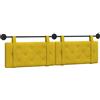 XHNIFBN Testiera sospesa in velluto, set di 2 pannelli a parete per camera da letto, schienale imbottito con design a bottoni, montaggio a parete, 190 x 55 x 5 cm, giallo
