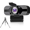 Jinpei Webcam 2K QHD con copertura per la privacy, supporto treppiede e microfono, webcam per computer, Plug and Play, per zoom/Skype/team, conferenze e videochiamate JW-05B (2K)