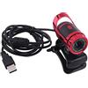 Zonizforceal Webcam a clip USB 2.0 da 0,3 MP con microfono integrato, webcam HD per PC, supporto girevole a 360°, obiettivo a messa a fuoco manuale per videochiamate su laptop e desktop (Rossa)