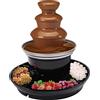 TiryyDrela Fontana di Cioccolato Elettrico, Macchina per Fonduta Cascata 3 Livelli, Inox 430, Riscaldamento Continuo Capacità 0,45 kg, Ideale Frutta Marshmallow Biscotti, Serata Compleanno Matrimonio, 26 x 27 cm