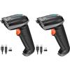 Tera Lettore di codici a barre portatile Laser 1D wireless e USB cablato, indicatore del livello della batteria, batteria extra large 2000mAh, design ergonomico, modello di aggiornamento 5100