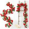 Qivra 2 Pezzi Ghirlanda di Fiori Artificiali Bianchi, 1,8 Metri Rose Artificiali Realistiche, 138 Rose Ghirlanda Floreale Rossa per Decorazione di Matrimoni, Tavolo, Feste, Giardino