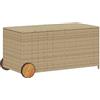 vidaXL Contenitore da Giardino con Ruote Beige Misto 190L Polyrattan