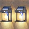 Leehui Confezione da 2 lampade solari da parete per giardino, lanterna da parete vintage con sensore di movimento, impermeabile IP65, luci di sicurezza esterne con movimento PIR per portico anteriore