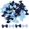 QUARKZMAN 50Pz Fiocchetti Blu e Blu Scuro 1.5 x 1 Mini Fiocco di Nastro Raso Multicolori Piccoli per Cucito DIY Scrapbooking Regalo Presente Decorazione Casa Natalizi