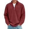 Generisch Camicia da uomo con colletto alto, con chiusura lampo, a maniche lunghe, morbida, calda, strutturata, per l'inverno, Colore: rosso, 5XL