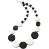 COOLSTEELANDBEYOND Nero Bianco Legno Cerchio Disco Perlina Catena Pendente Girocollo Choker Collana, Festa Banchetti Unico Abito da Sera