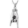 COOLSTEELANDBEYOND Punk Rock e Roll, Mano Ciondolo Collana con Pendente da Uomo Donna, Acciaio, Palla Catena 75CM