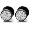 COOLSTEELANDBEYOND 10MM Acciaio Cerchio Orecchini con Zirconi da Uomo Donna, Finto Dilatatore Fake Cheater Plug Gauges, 1 Paio