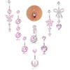 Milacolato 8 Pcs Piercing Ombelico Acciaio Chirurgico Piercing Ombelico Pendente Oro Argento Rosa Blu CZ Cuore 14G Lungo Barbell Ventre Piercing Ombelico Anello Gioielli Donna 10mm-C