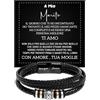Bramart Bracciale Uomo A mio Marito in Pelle Intrecciata con Acciaio Inox Lucidato di Altissima qualità Idea Regalo per lui Regali Compleanno o Natale - Cofanetto con DEDICA incluso (A mio Marito)
