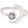 Meadows Anello in cristallo di rocca a mezzaluna, regolabile, in argento Sterling 925, fatto a mano da donna, Gemma, Cristallo di rocca