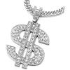 COOLSTEELANDBEYOND Hip Hop Punk Grande US Dollaro Segno Denaro Collana Pendente con Strass da Uomo Donna, Corda Catena 80CM