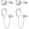 JOPLY Set di orecchini a cerchio in argento Sterling per donne e ragazze, ipoallergenici, doppio piercing a cerchio e orecchini a perno per cartilagine con zirconia cubica, Argento sterling