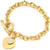 COOLSTEELANDBEYOND Acciaio Inossidabile Donna Braccialetto, Colore Oro Link Catena Bracciale con Pendenti Cuore di Zirconi, Chiusura Toggle