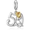 LANBEIDE Charm in Argento Sterling per Pandora 16° 18° 21° 30° 40° 50° Compleanno Charm Pendenti con Oro Rosa per Braccialetti Regali per Donne, Argento sterling Zirconia cubica