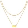 U7 Collana Donna Lettera B e Cuore a Catenina Doppio Strato in Acciaio Inossidabile Collana Iniziale B Placcato Oro 14KRegalo per Donna Ragazza Compleanno Natale