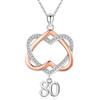 Twoowl Regali di compleanno per ragazza di 80 anni Collana con ciondolo a cuore in argento sterling 925 per donne Fidanzata Sorella Festa della mamma Natale Anniversario Gioielli, Oro rosa