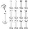 ZS 16G Pushin Piercing Labbro, Acciaio Inossidabile Medusa Piercing Gioielli, 2mm 3mm 4mm CZ Forward Helix Orecchino, Labbra Monroe Piercing Gioielli per il Corpo (12Pcs-Argento,L:6mm)