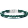 COOLSTEELANDBEYOND Sottile Braccialetto di Rosso Pelle Intrecciata da Uomo Donna, Bracciale Fascia di Polso, Acciaio Chiusura Magnetica