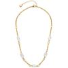 JEWELS BY LEONARDO Collana Ofira con ancora in acciaio inox dorato, cinque perle integrate in cristallo di rocca bianco, lunghezza 42-47 cm, gioielli da donna 019704, 42 cm, Acciaio inossidabile