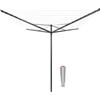 Brabantia - Stendibiancheria Topspinner - 50m di Spazio per Stendere - Corde Resistenti ai raggi UV & Profilo Antiscivolo - Incluso Picchetto in Metallo (45mm) - Anthracite - ø 295 cm