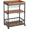 Wenko Carrello cucina Rustico - Carrello da portata, carrello portavivande, Metallo laccato, 80 x 89.5 x 40 cm, Nero